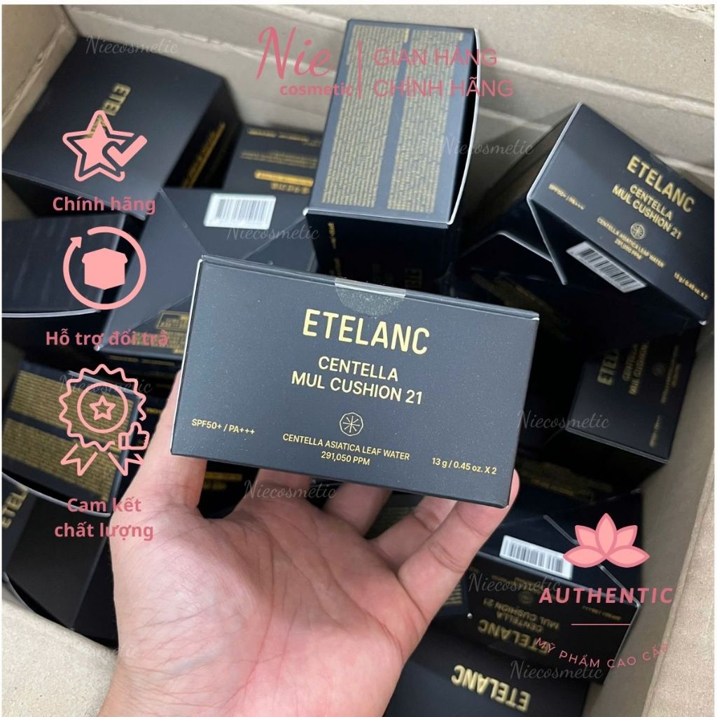 MẪU MỚI 2025 -(2 Lõi) Cushion ETELANC Kèm Lõi SPF 50+ / PA+++ Tone 21 Không Lem Không Dính