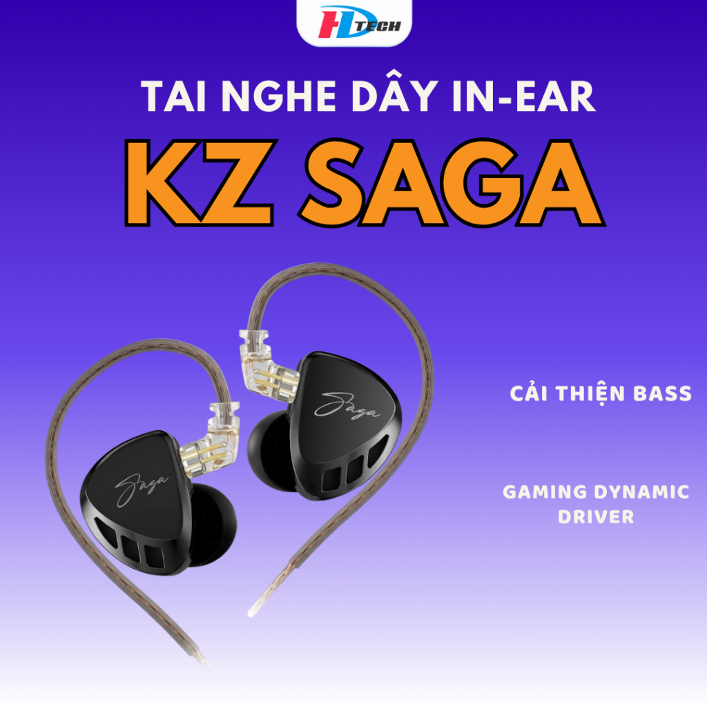 [SẴN HÀNG] Tai nghe nhét tai IEM Bass KZ SAGA, Âm tốt, thiết kế nhỏ gọn, có micro