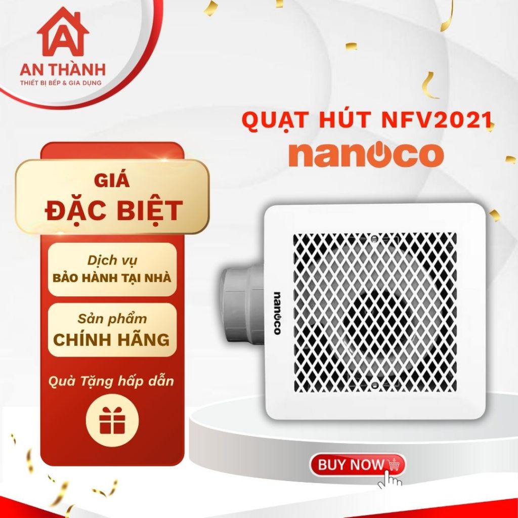 Quạt hút trần Nanoco NFV2021 – Thiết kế hiện đại, gió mạnh, êm ái