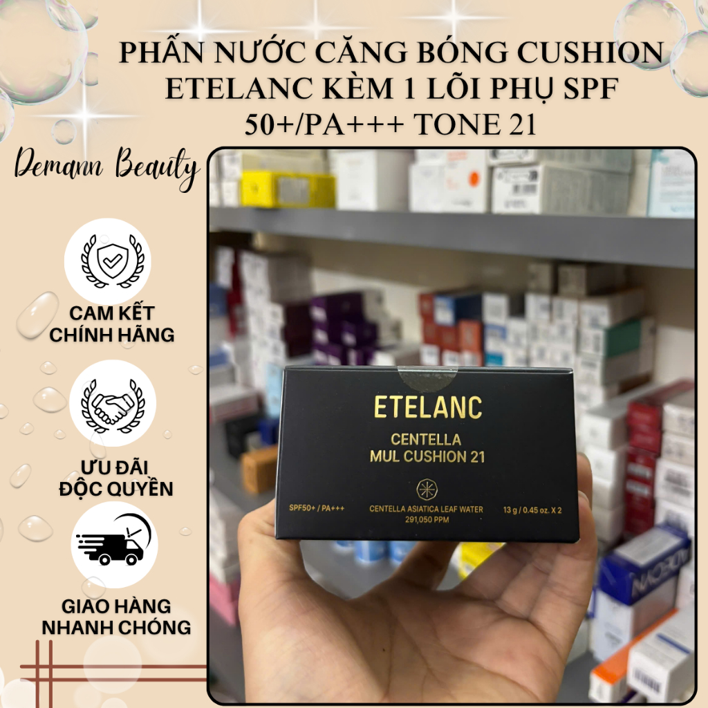 MẪU MỚI-(2 Lõi) Cushion ETELANC Kèm Lõi SPF 50+ / PA+++ Tone 21
