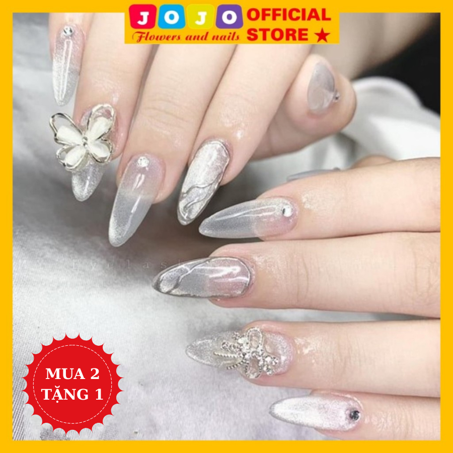   MẪU MỚI  Móng tay giả nail box thiết kế mắt mèo đính đá hottrend 2024 siêu đẹp 