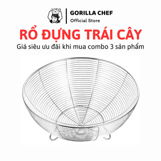  Rổ inox lưới tròn 20-28cm Gorilla Chef rổ đựng rau rổ đựng trái cây có chân thoáng khí 