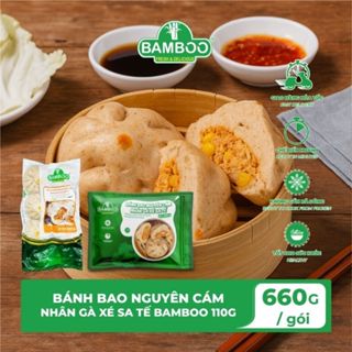  Bánh Bao Nguyên Cám Nhân Gà Xé Sa Tế BAMBOO – Ăn Kiêng Healthy  110g x 6 cái = 660g  