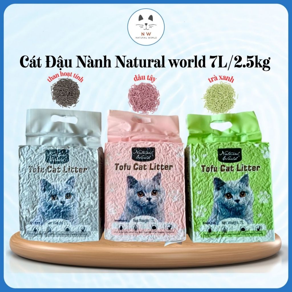 Cát đậu nành  NW NATURAL WORLD cao cấp 7L/2.5kg, xả bồn cầu, khử mùi,không bụi,siêu vón