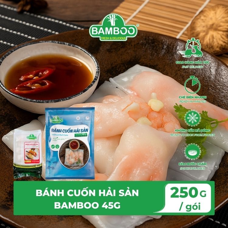 Bánh Cuốn Hải Sản BAMBOO – Bánh Cuốn Nhân Tôm, Sò Điệp (250g)