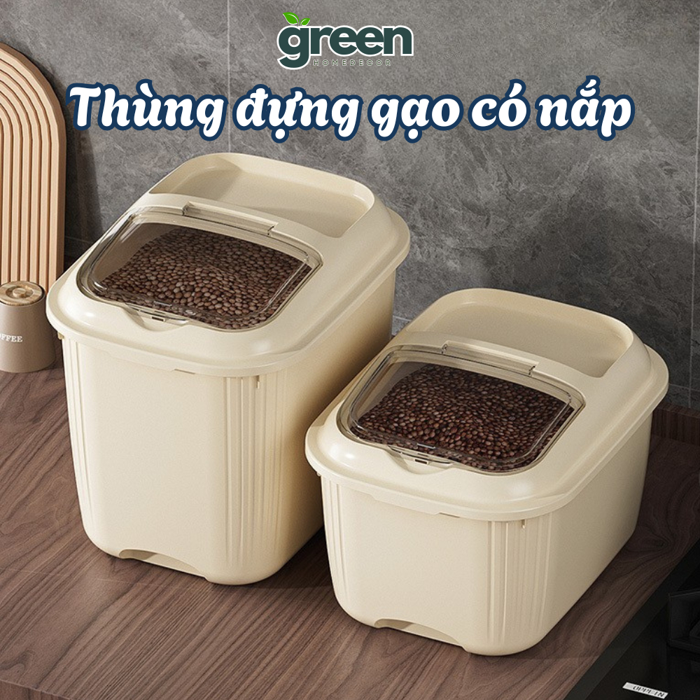 Thùng đựng gạo có nắp đậy kín chống ẩm, Hộp bảo quản thực phẩm khô cao cấp kèm cốc đong tiện lợi