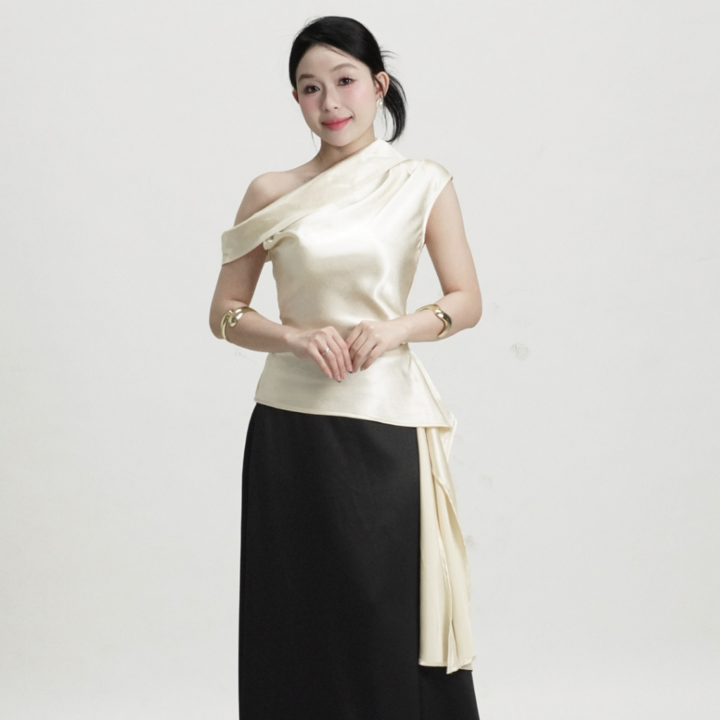 Áo Kiểu Lụa Nữ Thanh Lịch NV778 Áo Lệch Vai Nữ Đẹp Sang Trọng Thời Trang Cao Cấp Dễ Phối Đồ | BigBuy360 - bigbuy360.vn