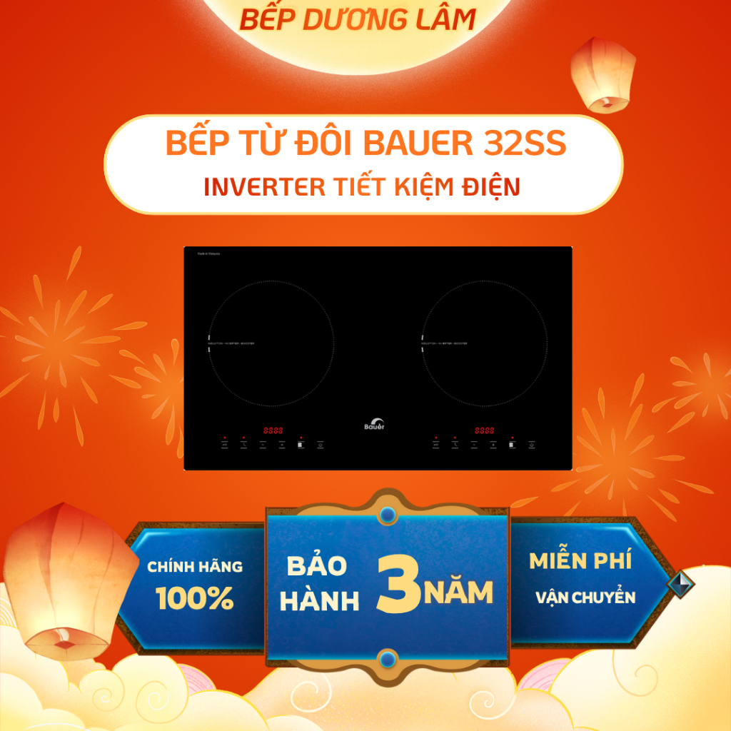 Bếp từ đôi Bauer BE 32SS ✅[ TẶNG VOUCHER ] -Bếp từ đôi nhập khẩu nguyên chiếc Malaysia