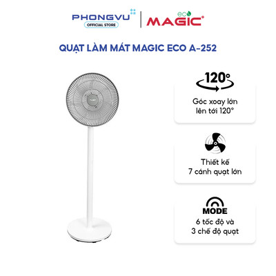 Quạt làm mát Magic Eco A-252 - 7 cánh 40 cm, 6 tốc độ gió, Điều khiển từ xa, Công suất 20W  Bảo hành 12 tháng