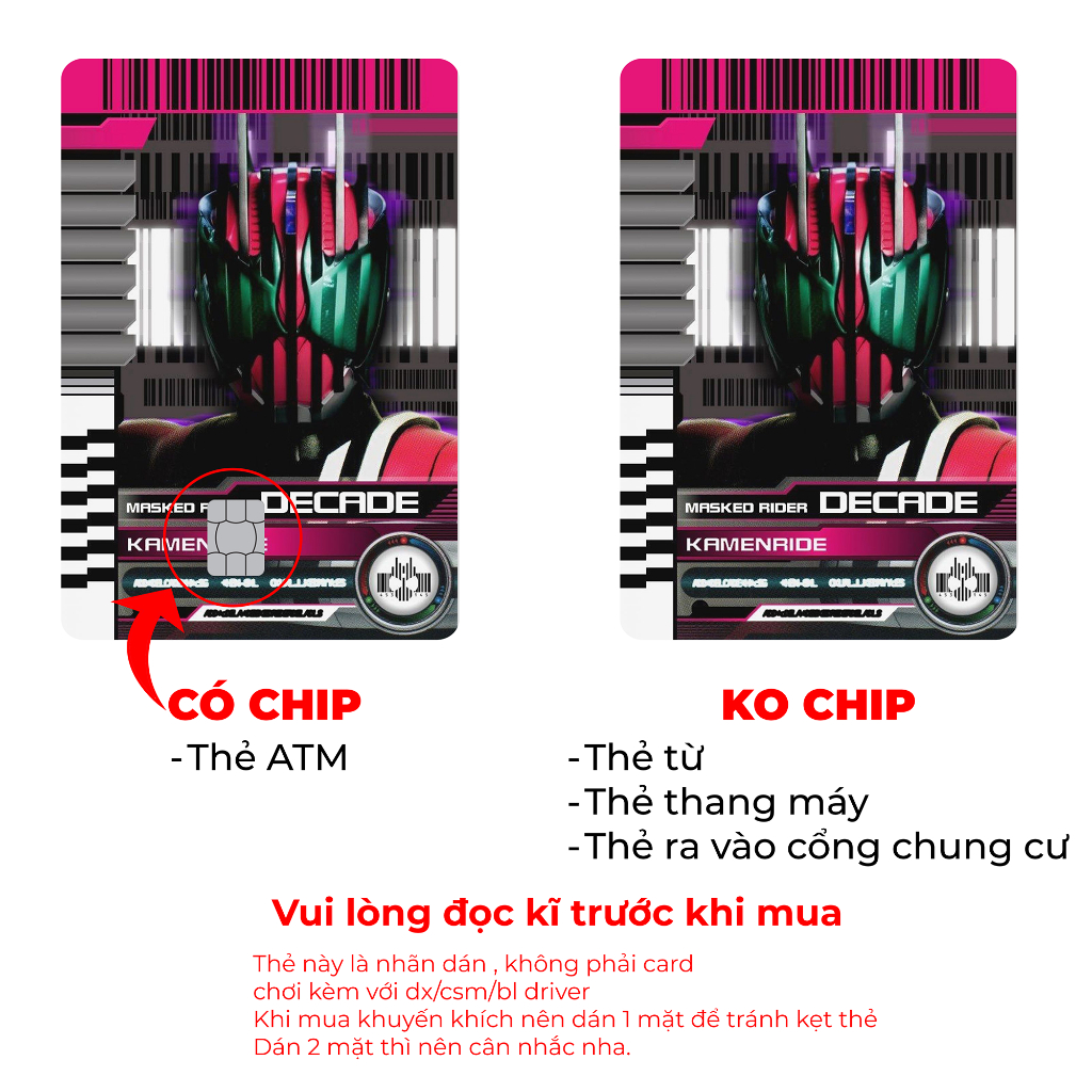 Skin Rider Card ATM - Kamen Rider Decade ATM | Miếng Dán Thẻ ATM Phong Cách Kamen Rider