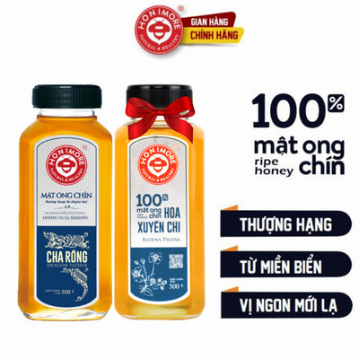 Combo: Mật ong chín Honimore Natural & Healthy Cha Rồng 500g + vị Hoa Xuyến Chi 500g