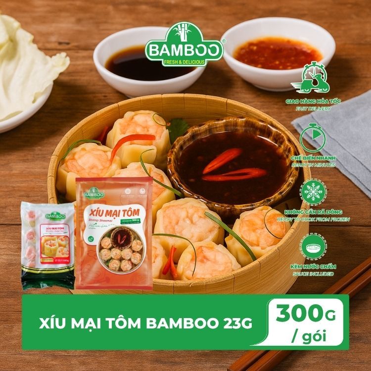 Xíu Mại Tôm BAMBOO – Dimsum Nhân Tôm Tươi (23g x 12 cái = 300g)