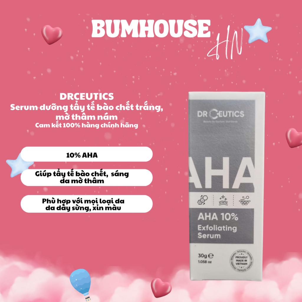 Serum DrCeutics 10% AHA Tái Tạo Da, Dưỡng Sáng & Giảm Lão Hóa 30g