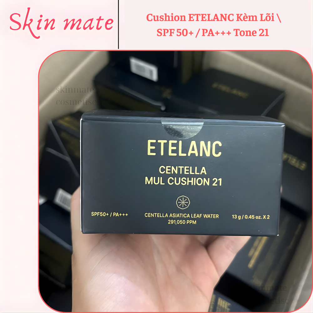 MẪU MỚI-(2 Lõi) Cushion ETELANC Kèm Lõi SPF 50+ / PA+++ Tone 21 Không Lem Không Dính