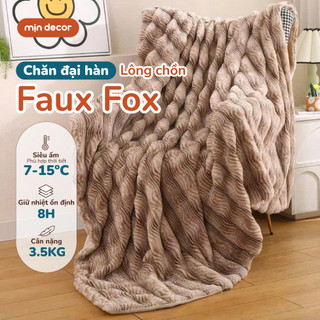  Chăn Lông Chồn Loang Faux Fox 3,5kg Mịn Decor Chăn Lông Cao Cấp Sang Trọng Kích Thước 2mx2m2 