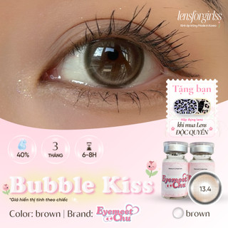  Kính áp tròng | LENS GIÃN TRÒNG nâu có viền BUBBLE KISS BROWN chính hãng EYEMEETCHU | Lens học sinh | LENSFORGIRLSS 