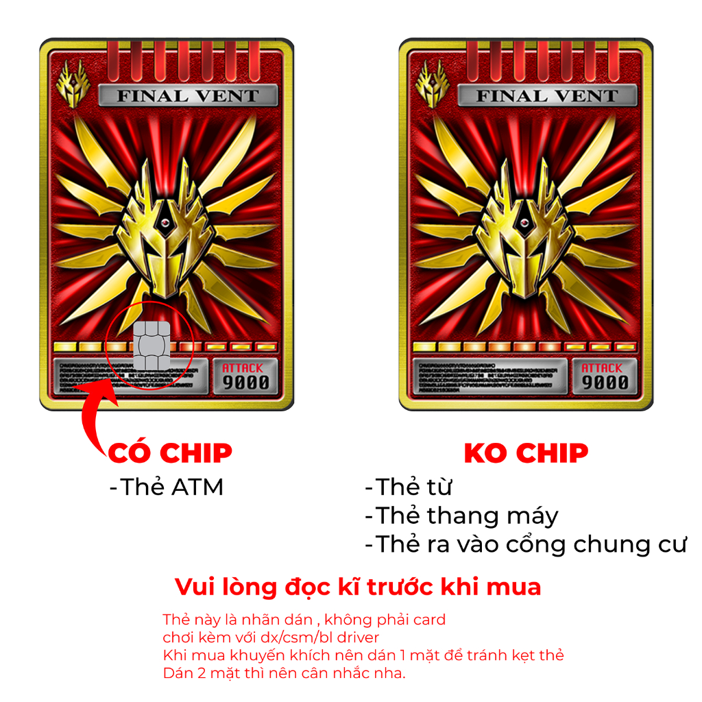 Skin Rider Card ATM - Final Vent Survive Ryuki | Miếng Dán Thẻ ATM Phong Cách Kamen Rider