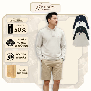 Áo Polo Tay Dài Dệt Kim Ralph Lauren Ngựa Thêu - Polo Nam Vải Nhung Tăm Dày Dặn Đứng Form - PHENOM 