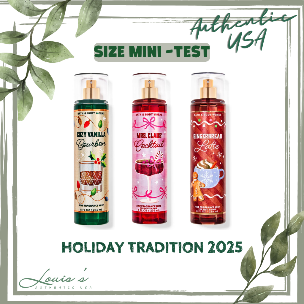 [ Mini ] Body mist COZY VANILLA BOURBON GINGERBREAD LATTE MRS CLAUS - Xịt thơm Bath & Body Works Mỹ
