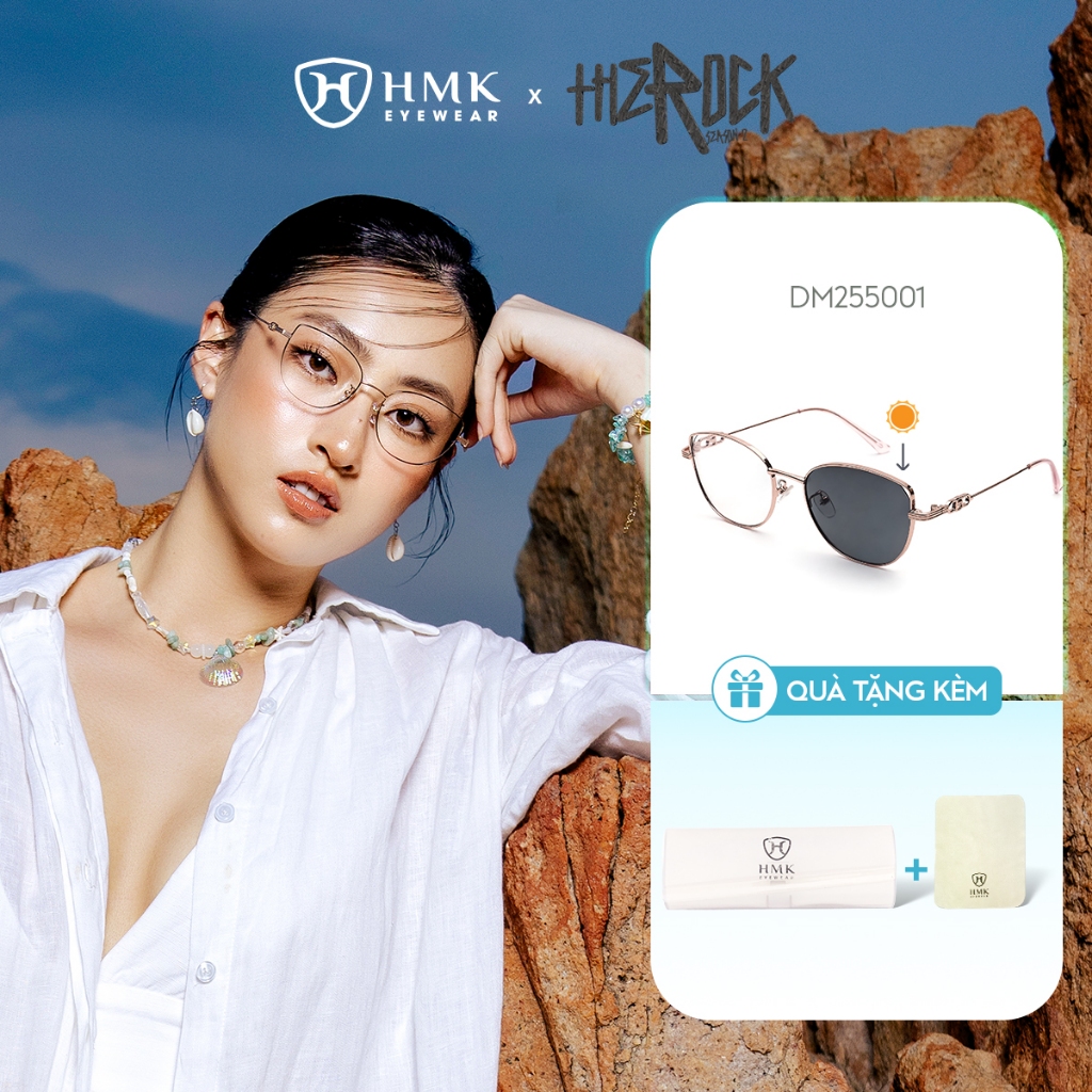  Kính Mắt Mèo Đổi Màu HMK Eyewear Kim Loại 0 Độ Thời Trang Trendy Cho Nữ Có Thể Thay Cận - DM255001 