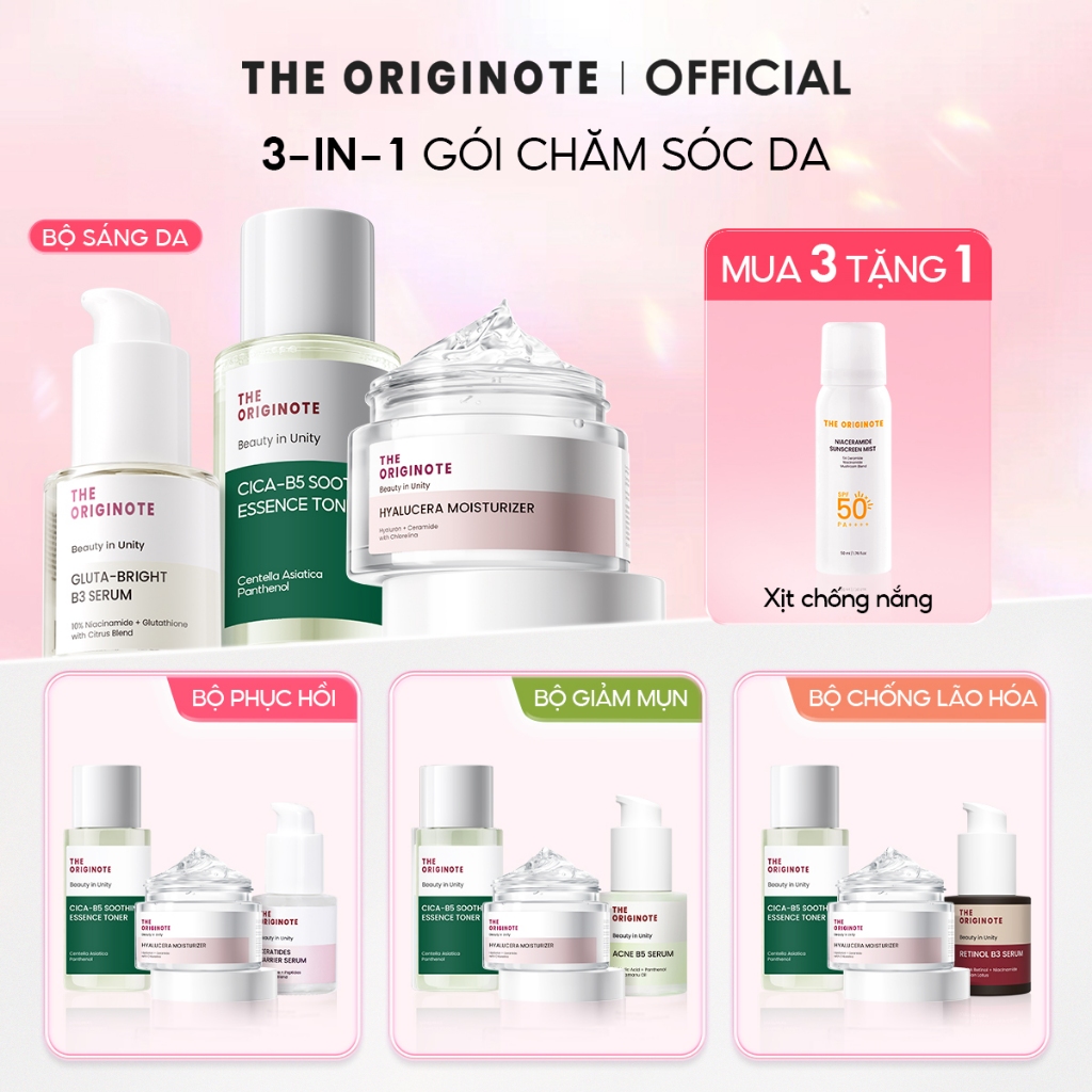 [MUA 3 TẶNG 1] Combo Serum và Kem dưỡng và Toner The Originote trắng da dưỡng ẩm tẩy tế bào chết giảm mụn chống lão hóa