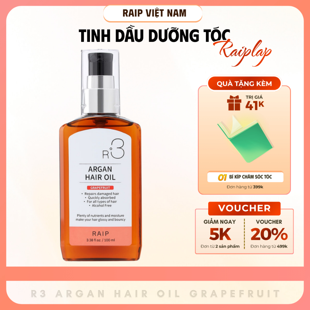 Tinh dầu dưỡng tóc RAIPLAP R3 Argan Hàn Quốc hương Grapefruit thơm ngọt dễ chịu dưỡng tóc mềm mượt | BigBuy360 - bigbuy360.vn