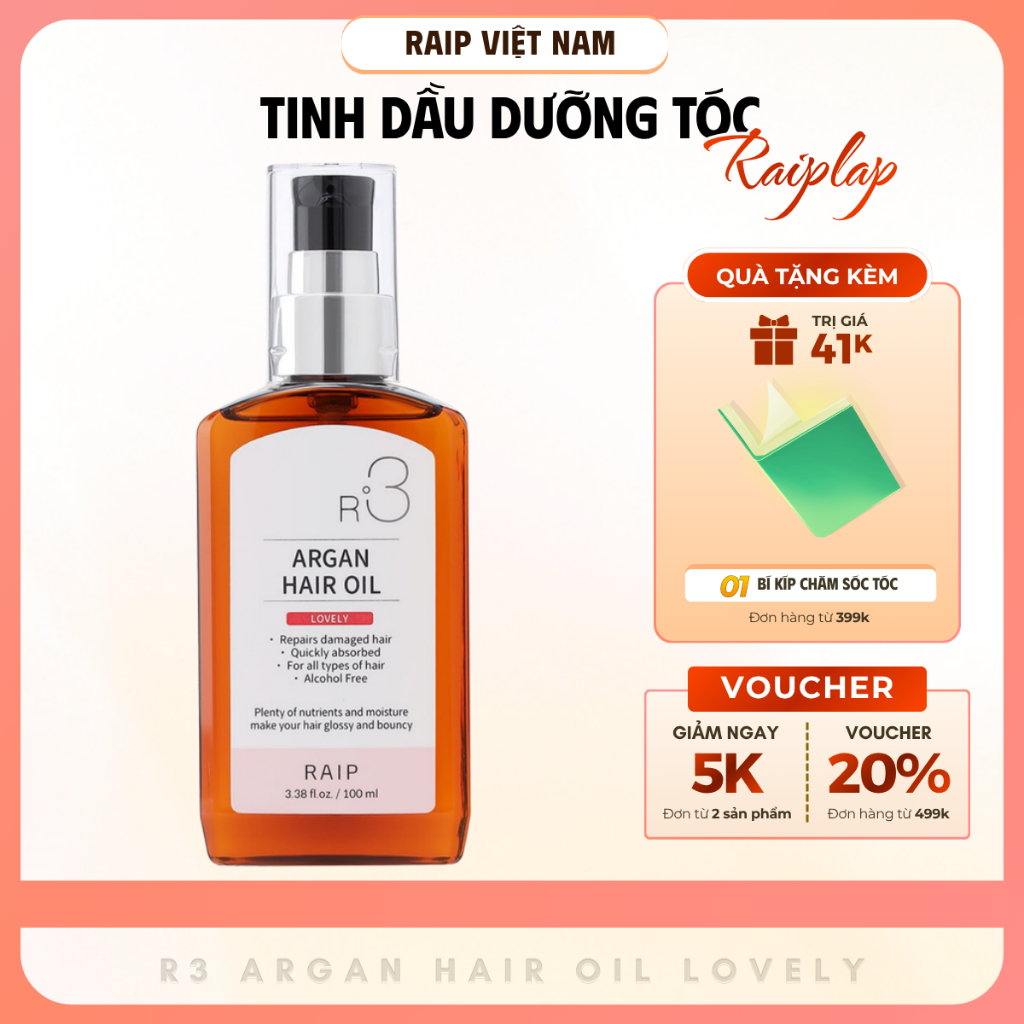 Tinh dầu dưỡng tóc RAIPLAP R3 Argan Hàn Quốc hương Lovely ngọt ngào nữ tính cho mái tóc mềm óng mượt | BigBuy360 - bigbuy360.vn