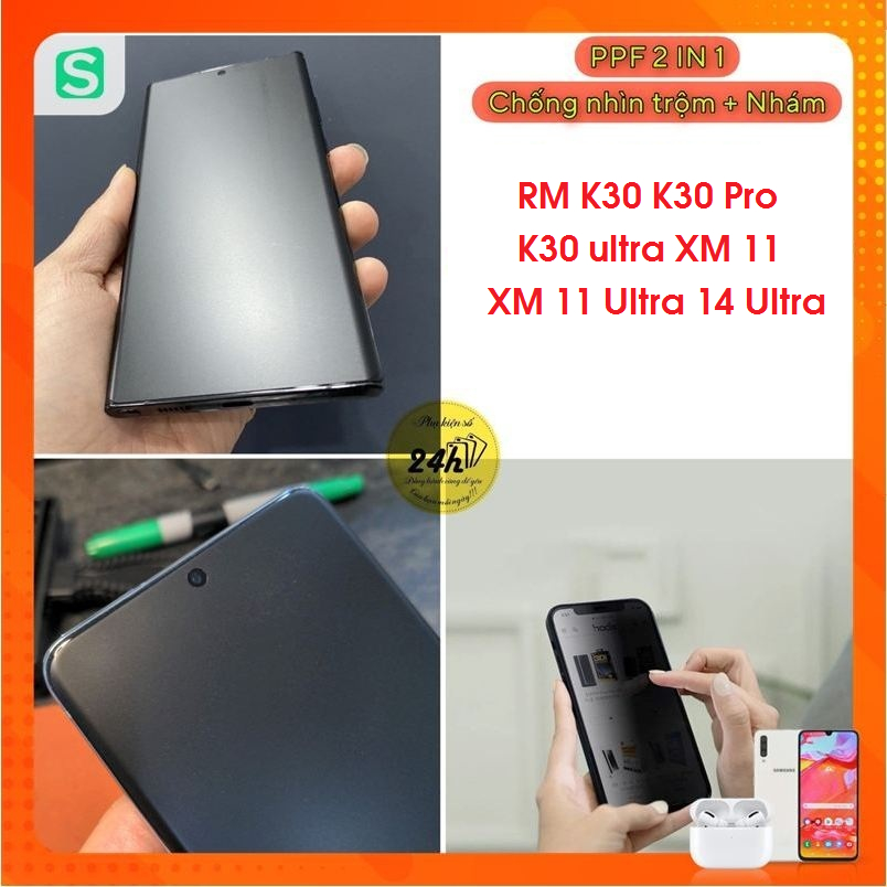 Miếng dán màn hình PPF 2 IN 1 Chống nhìn trộm + Chống vân tay cho Redmi K30 K30 Pro K30 Ultra Xiaom 