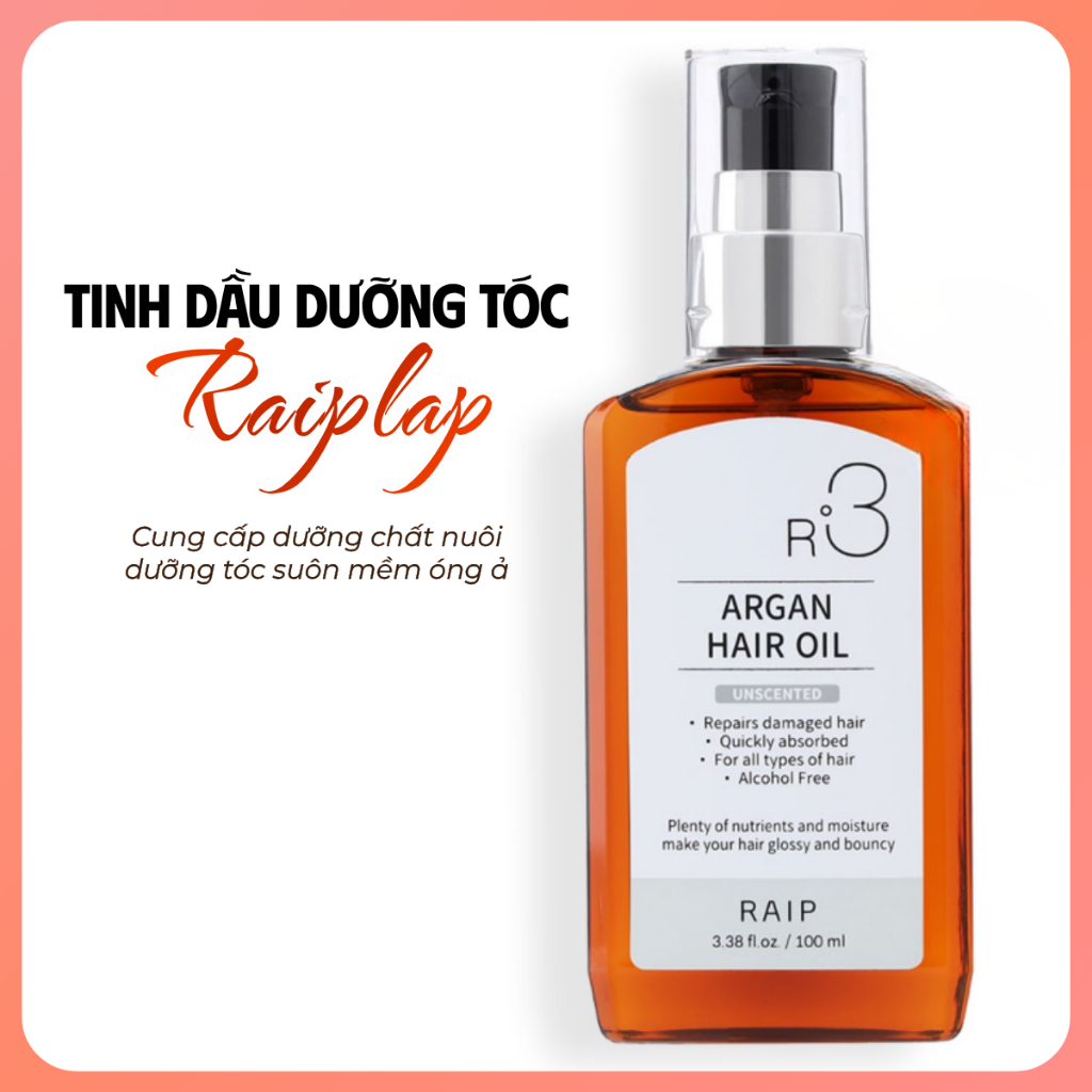 Tinh dầu dưỡng tóc RAIPLAP R3 Argan Unscented không mùi chăm sóc và phục hồi mái tóc hư tổn | BigBuy360 - bigbuy360.vn