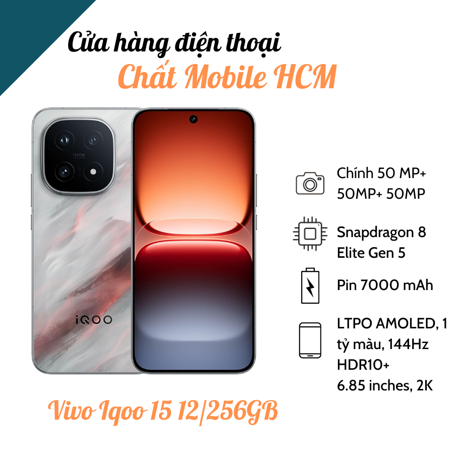 Điện thoại Vivo iQOO 15 Snapdragon 8 Elite Gen 5 - 7000mAh Nguyên Seal Full Box Mới 100%