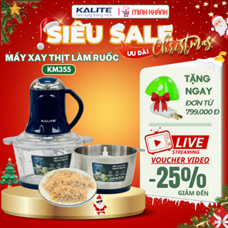  Máy xay thịt Kalite KM355 - 2 Cối inox và thuỷ tinh Bóc tỏi Làm ruốc 4 lưỡi dao sắc bén đa năng 