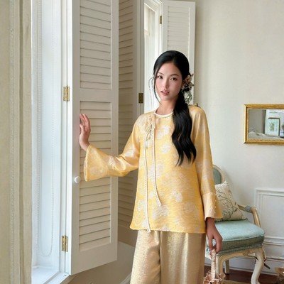 TUBYCATU Áo Lụa Kiểu Truyền Thống Dao Hoa