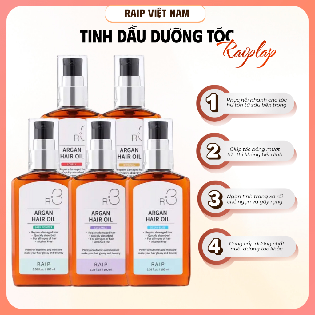 Tinh dầu dưỡng tóc RAIPLAP R3 Argan Hàn Quốc dưỡng mềm mượt tức thì chăm sóc tóc sâu từ lớp biểu bì | BigBuy360 - bigbuy360.vn