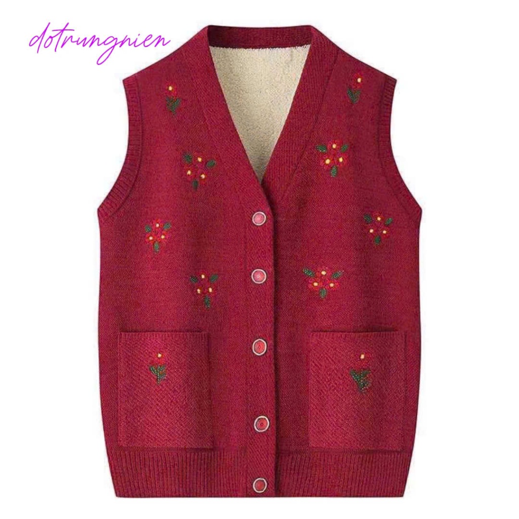 ÁO LEN GILE CHO BÀ, ÁO LEN SÁT NÁCH HỌA TIẾT THÊU THANH LỊCH MÃ GL101