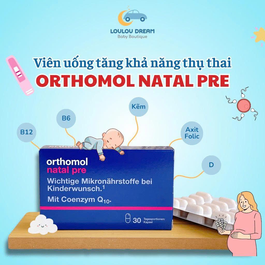 Orthomol Natal Pre  - Bổ Sung Vitamin, 5-MTHF, Acid Folic, Coenzym Q10 (30 Gói)