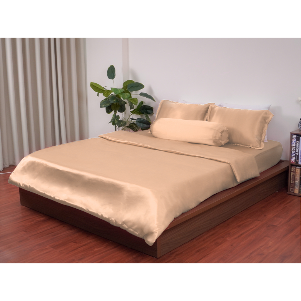 Bộ Chăn Ga Gối Lụa Phi Bóng Lala's Bedding size 1m6 và 1m8 Không Xù Lông Mềm mịn chăn chần bông sẵn | BigBuy360 - bigbuy360.vn