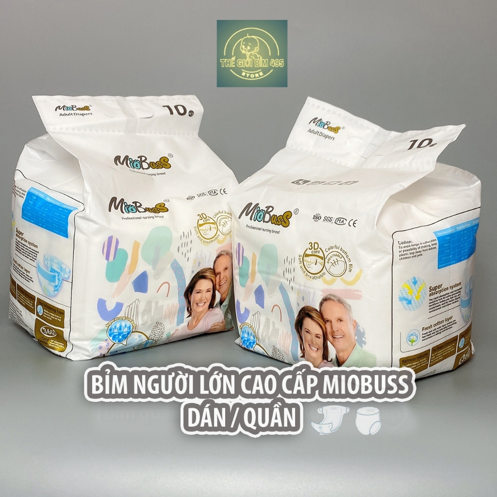 Free Ship bỉm quần người già miobuss đủ size M L XL 35-80kg (quy cách đóng gói 10c / bịch)