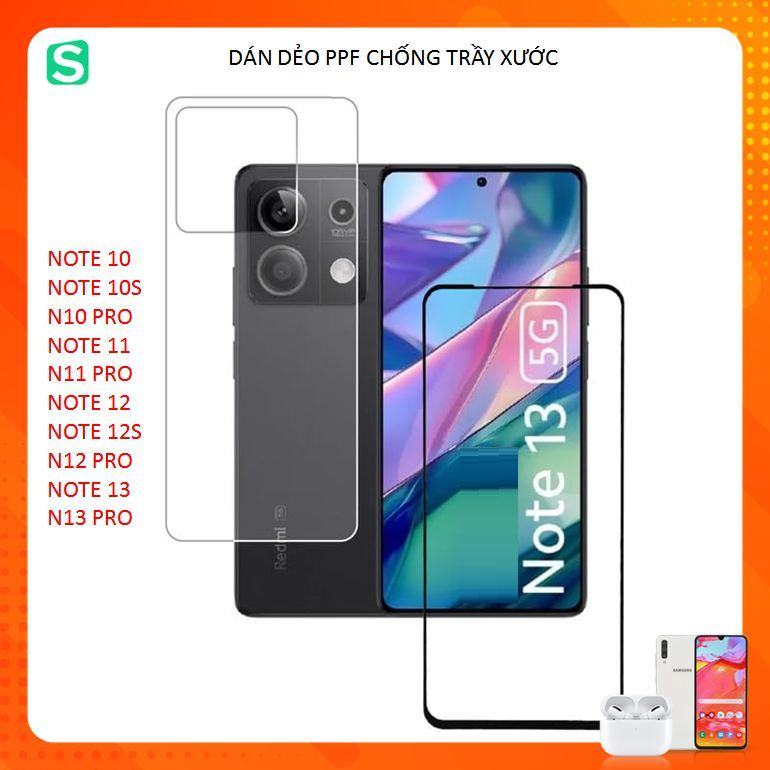 Combo Cường Lực Full Màn & Dán PPF Mặt Lưng cho Redmi Note 13 / Note 13 pro / Note 12 / Note 11 / Note 10 Pro / Note 10s
