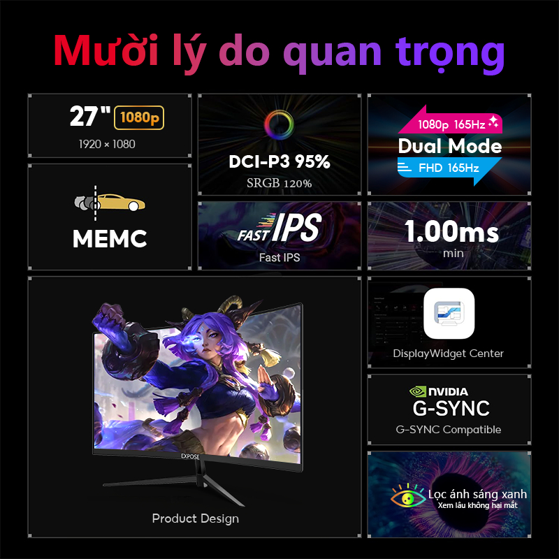 Màn hình chơi game EXPOSE MH-24 24“ 165HZ FullHD IPS /1ms Hàng Chính Hãng | BigBuy360 - bigbuy360.vn
