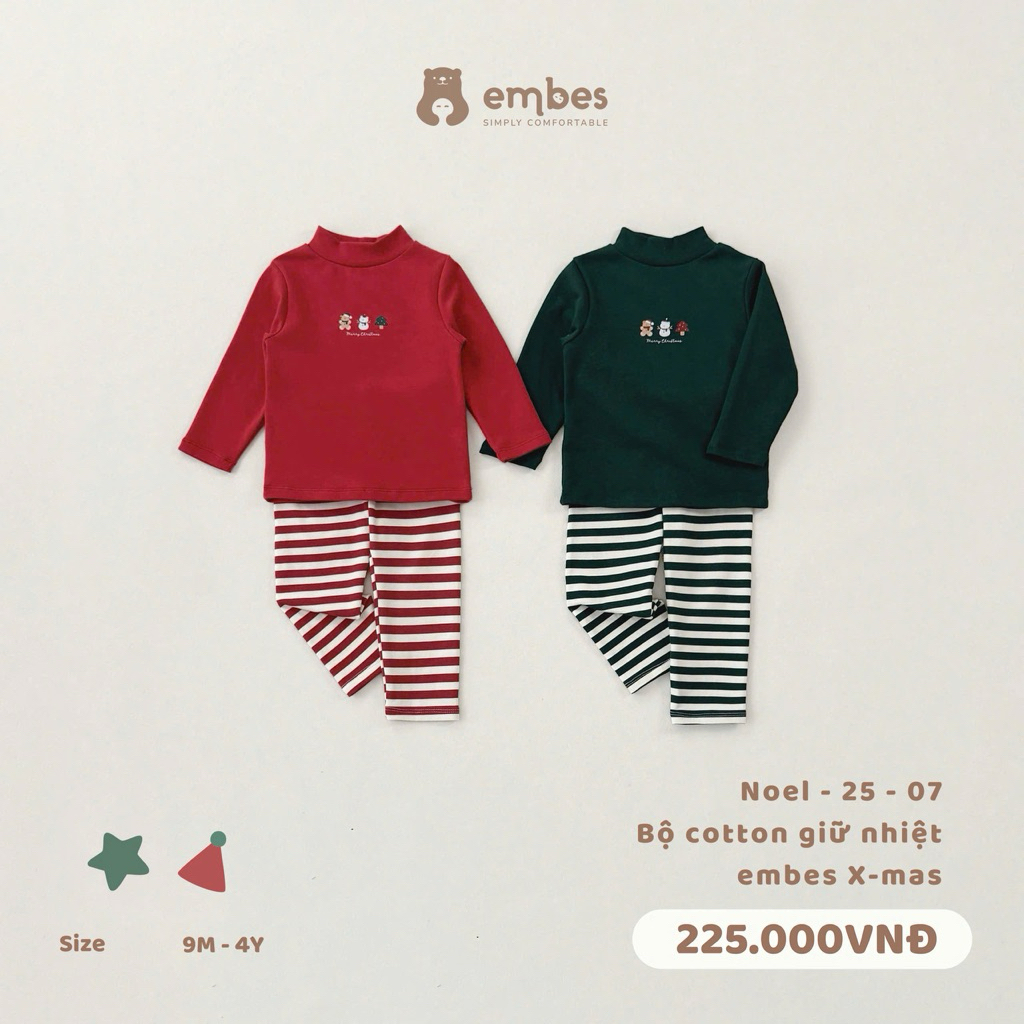 [Embes] Bộ cotton giữ nhiệt embes x-mas