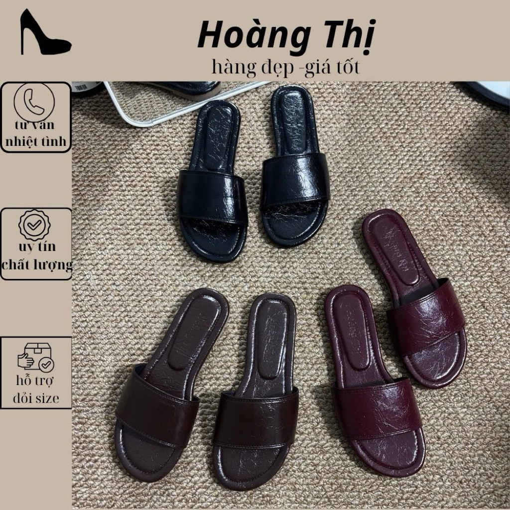 [Big Size 36-41] Dép bệt quai ngang nữ da công nghiệp êm mịn – Dép bảng ngang tiện lợi