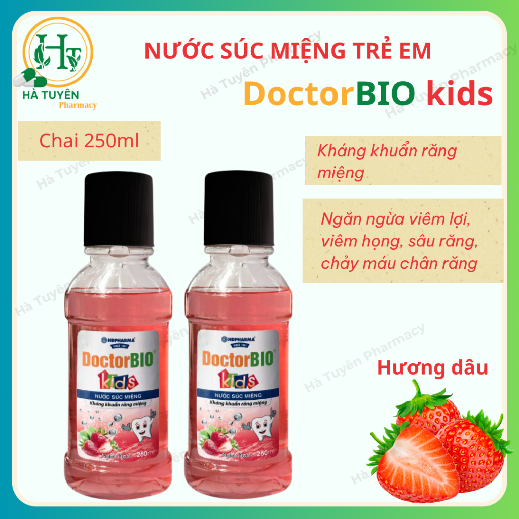 Nước súc miệng trẻ em DoctorBio kids- Chai 250ml- Làm sạch răng miệng, phòng viêm lợi, sâu răng,