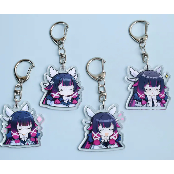 Móc khóa acrylic Genshin Impact Columbina – Bộ sưu tập chibi với vòng kim loại, phụ kiện treo túi, quà cosplay.