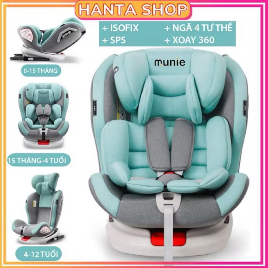[ CHÍNH HÃNG ] Ghế Ngồi Ô Tô MUNIE Cho Bé Có Khóa Chốt An Toàn