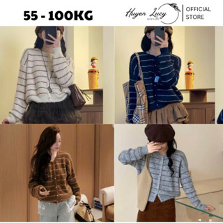  ÁO LEN CADIGAN LÔNG THỎ KẺ SỌC NGANG cúc dọc free size dưới 85kg len mềm cao cấp trẻn trung hot trend Huyền Lucy Bigsize 