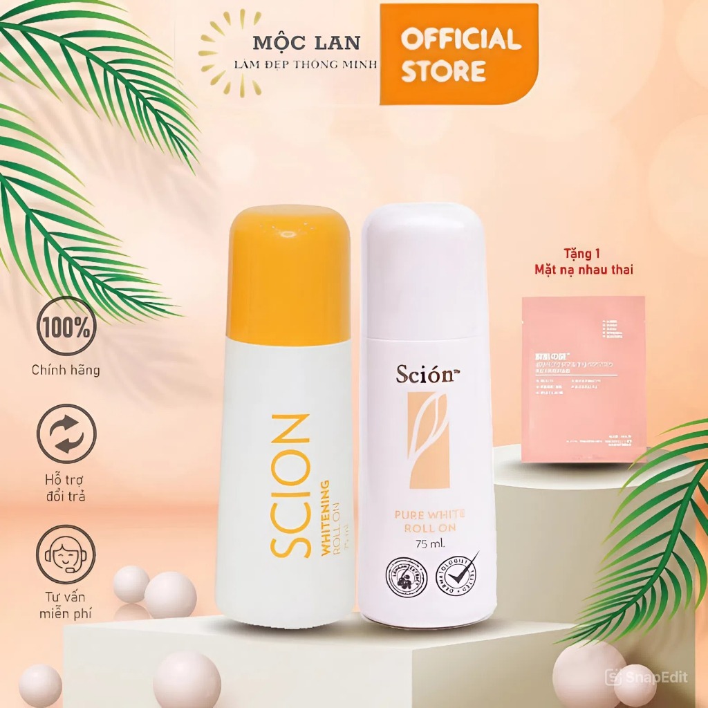 Lăn khử mùi Scion ngăn hôi nách không ố áo làm sáng da dưới cánh tay 75ml