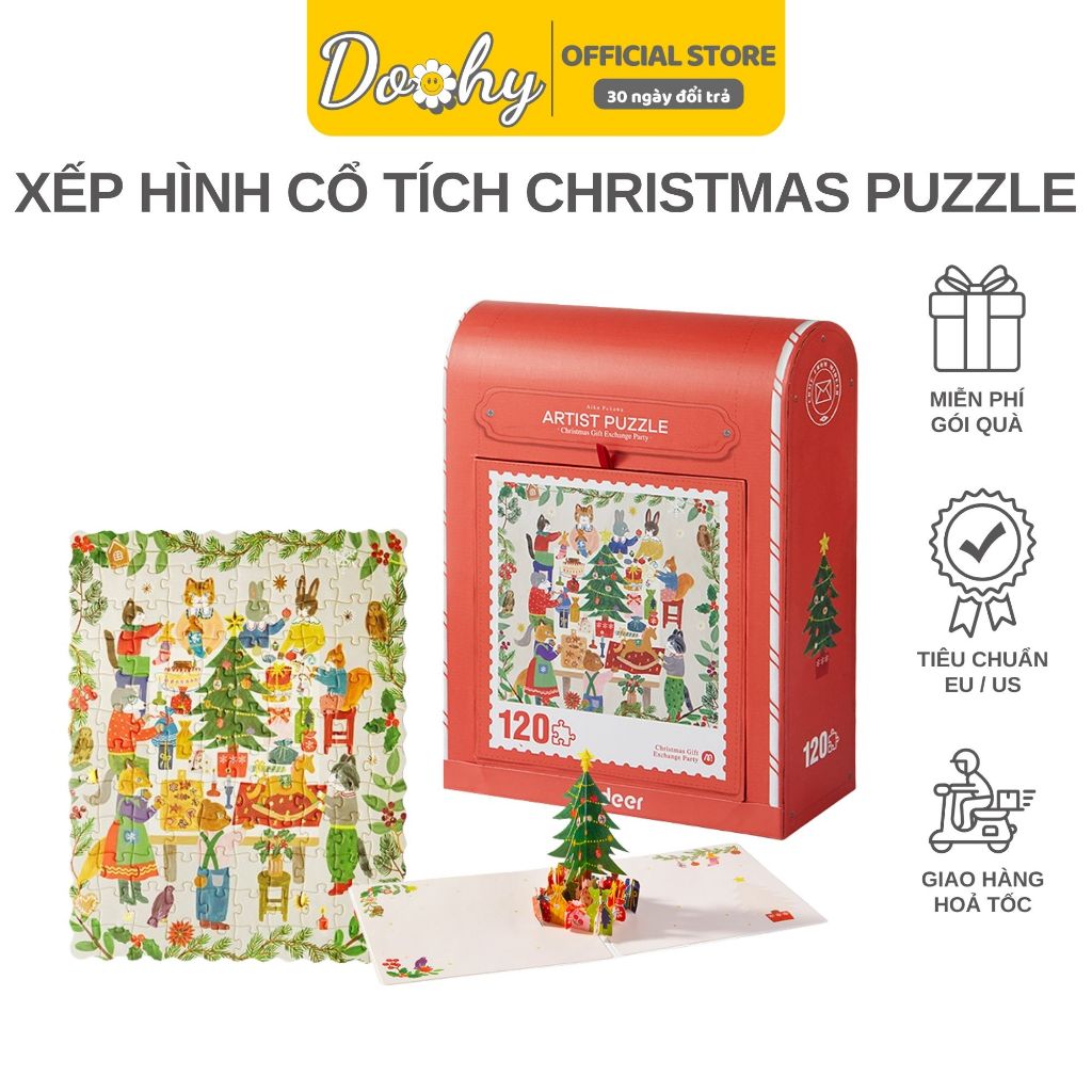 Bộ xếp hình Noel Mideer Christmas Gift box puzzle, Đồ Chơi Giáng Sinh Cho Bé