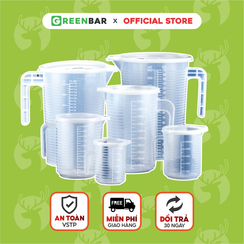 Ca đong định lượng pha chế GREENBAR dung tích 1 lít, 2 lít, 3 lít, 3.5 lít, 5 lít