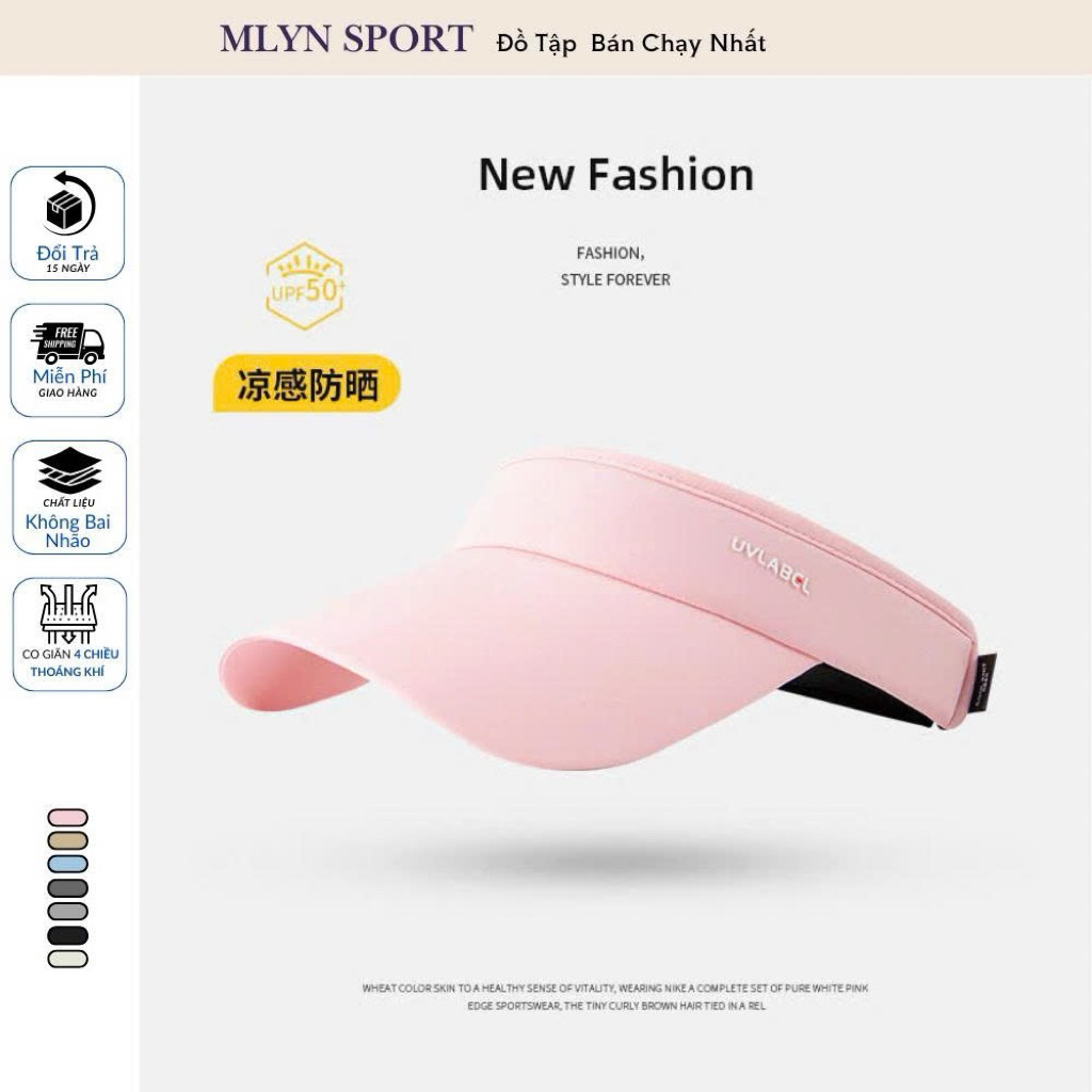 Mũ Nửa Đầu Chống Nắng UV MLYN Sport Siêu Nhẹ , Thoáng Khí -Co Giãn Thấm Mồ Hôi - Có Dây Điều Chỉnh -