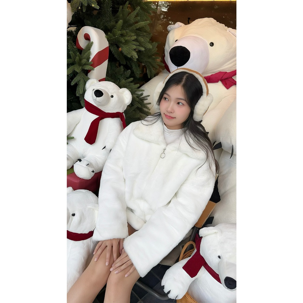 Áo khoác lông thỏ trần bông màu TRẮNG & ĐEN  bản mới cổ rộng cực kỳ dày dặn cực kỳ mềm mịn | BigBuy360 - bigbuy360.vn